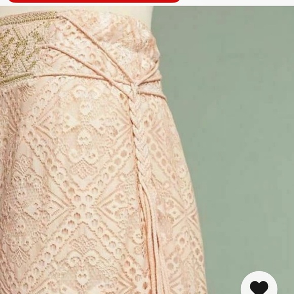 Anthropologie Queen & Pawn Pink Lace Maxima Maxi Long Boho Skirt LARGE - Picture 3 of 3